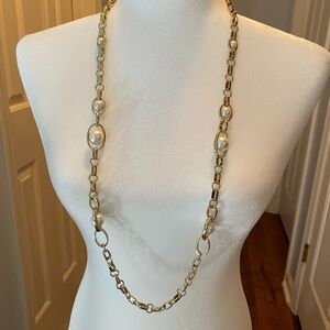 White House Black Market Gold Chain Necklace with Pearls